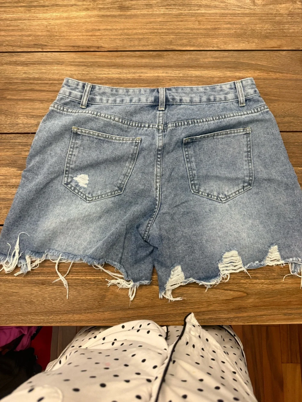 Distressed Light Blue Denim Jean Shorts for Women